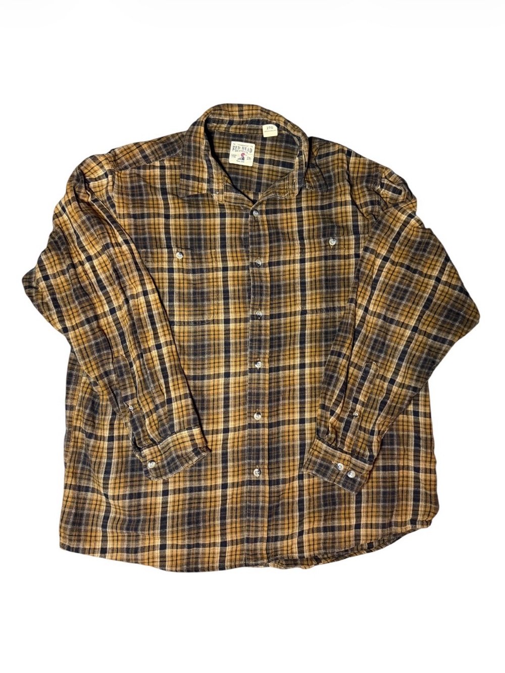 Light Brown/ Yellow Plaid Flannel Shirt